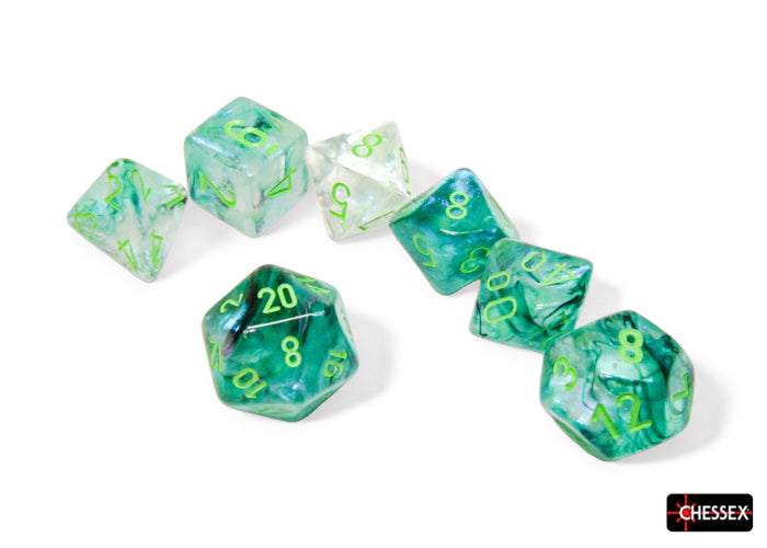 Chessex - Borealis Kelp/light green Luminary Polyhedral 7-Dice Set