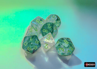 Chessex - Borealis Kelp/light green Luminary Polyhedral 7-Dice Set