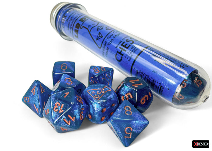 Chessex - Lab Dice Borealis Midnight/copper Polyhedral 7-Dice Set (with bonus die)
