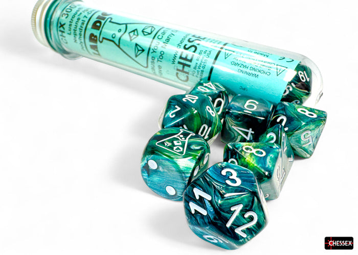 Chessex - Lab Dice Lustrous Neptune/grey Polyhedral 7-Dice Set (with bonus die)