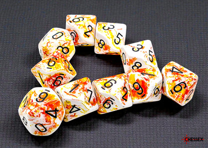 Chessex - Brush Sunrise/black Set of Ten d10s