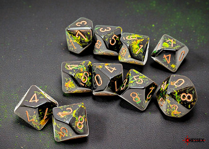 Chessex - Brush Deep Forest/gold Set of Ten d10s