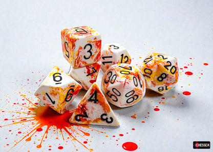 Chessex - Brush Polyhedral Sunrise/black 7-Die Set