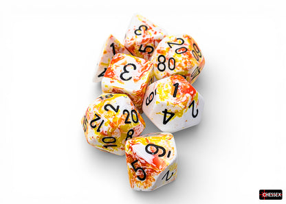 Chessex - Brush Polyhedral Sunrise/black 7-Die Set