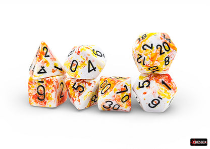Chessex - Brush Polyhedral Sunrise/black 7-Die Set