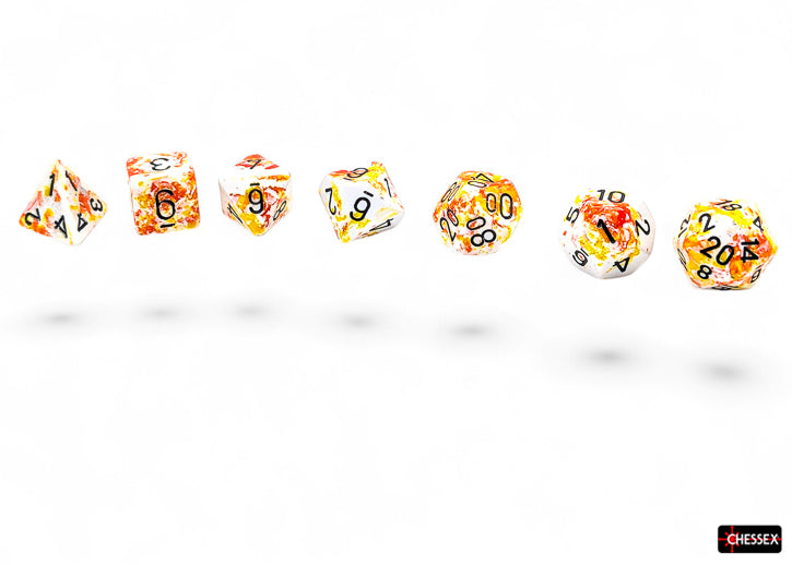 Chessex - Brush Polyhedral Sunrise/black 7-Die Set