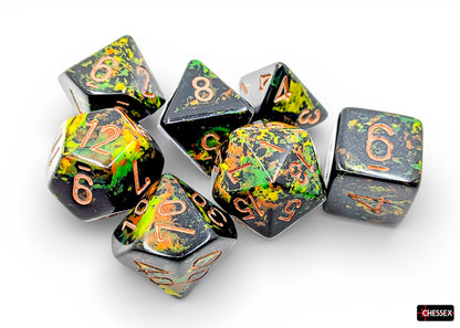 Chessex - Brush Polyhedral Deep Forest/gold 7-Die Set