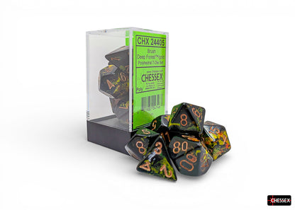 Chessex - Brush Polyhedral Deep Forest/gold 7-Die Set
