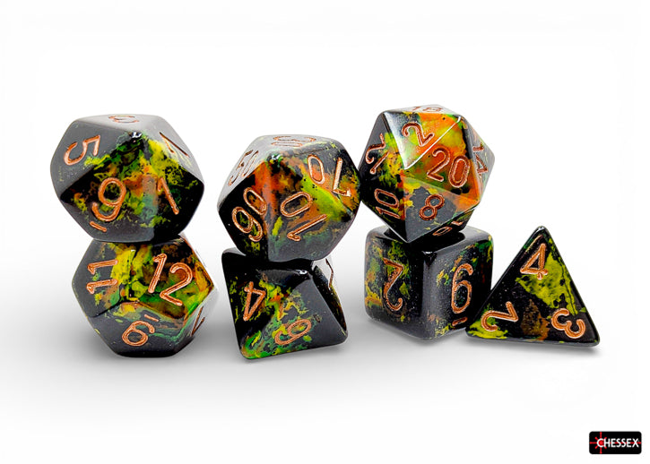 Chessex - Brush Polyhedral Deep Forest/gold 7-Die Set