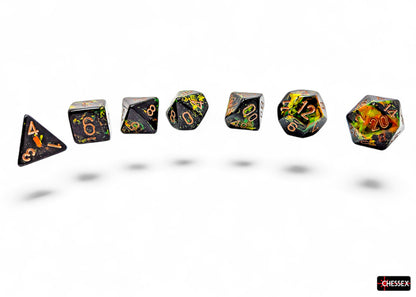 Chessex - Brush Polyhedral Deep Forest/gold 7-Die Set