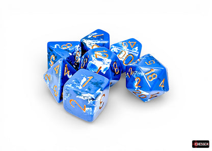Chessex - Brush Polyhedral Wavebreak/gold 7-Die Set