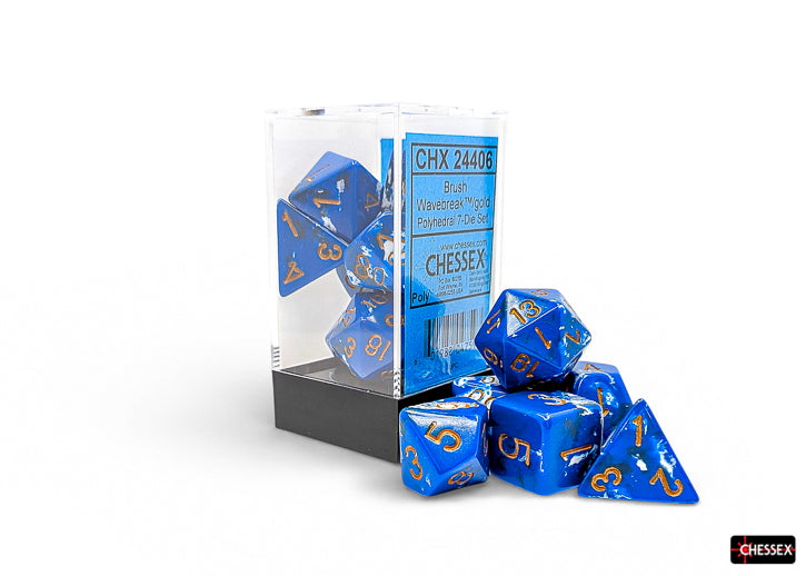 Chessex - Brush Polyhedral Wavebreak/gold 7-Die Set