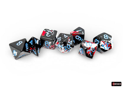 Chessex - Brush Polyhedral Dark Side/blue 7-Die Set