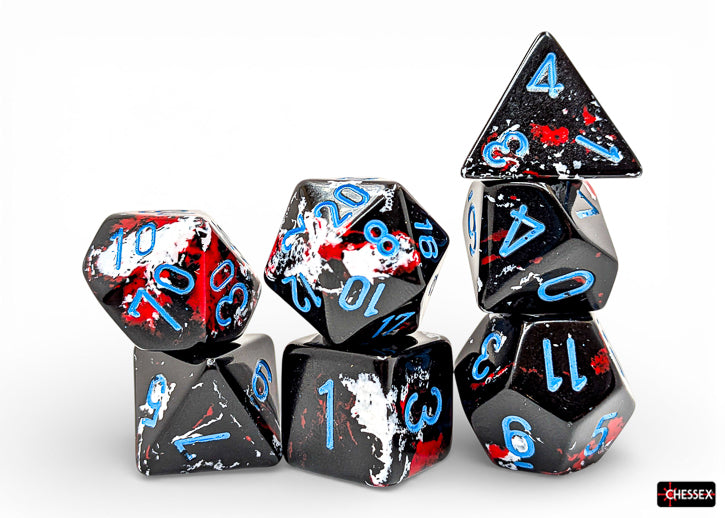 Chessex - Brush Polyhedral Dark Side/blue 7-Die Set