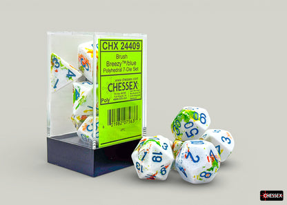 Chessex - Brush Polyhedral Breezy/blue 7-Die Set