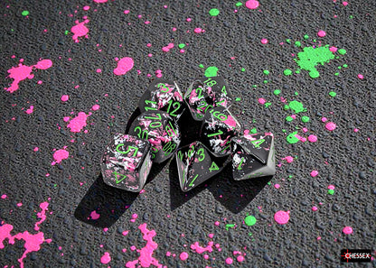 Chessex - Brush Polyhedral Paintball/green 7-Die Set
