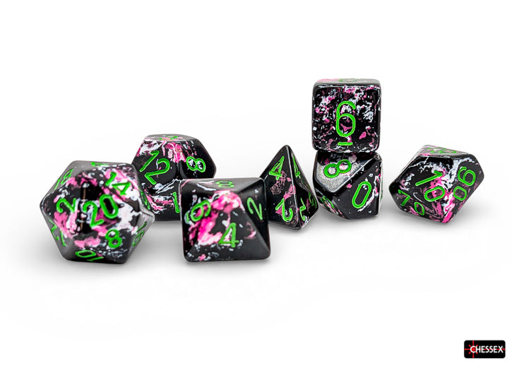 Chessex - Brush Polyhedral Paintball/green 7-Die Set