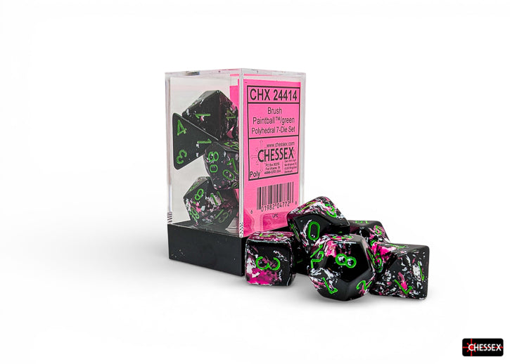 Chessex - Brush Polyhedral Paintball/green 7-Die Set