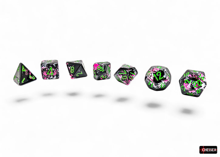 Chessex - Brush Polyhedral Paintball/green 7-Die Set