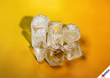 Chessex - Lab Dice Borealis Champagne/white Polyhedral 7-Dice Set (with bonus die)