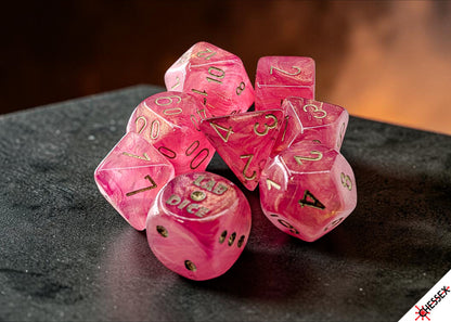 Chessex - Lab Dice Shimmer Ignis/Gold Polyhedral 7-Dice Set (with bonus die)