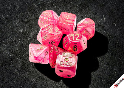 Chessex - Lab Dice Shimmer Ignis/Gold Polyhedral 7-Dice Set (with bonus die)