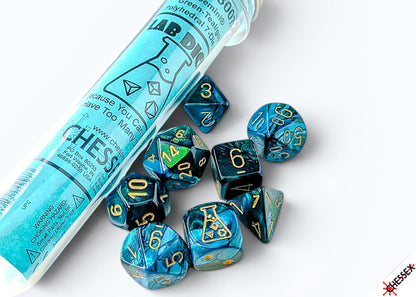 Chessex - Lab Dice Gemini Green-Teal/gold Polyhedral 7-Dice Set (with bonus die)