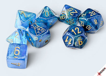 Chessex - Lab Dice Shimmer Aqueos/ Polyhedral 7-Dice Set (with bonus die)