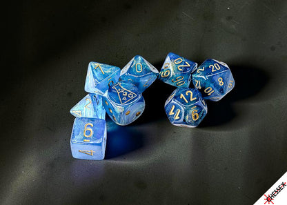 Chessex - Lab Dice Shimmer Aqueos/ Polyhedral 7-Dice Set (with bonus die)