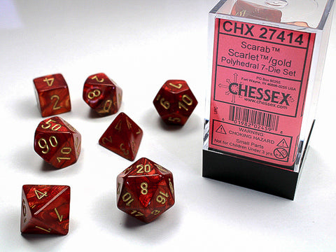 Chessex - Scarab Scarlet/gold Polyhedral 7-Dice Set