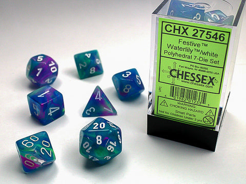Chessex - Festive Waterlily/white Polyhedral 7-Dice Set