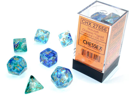Chessex - Nebula Oceanic/gold Luminary Polyhedral 7-Dice Set