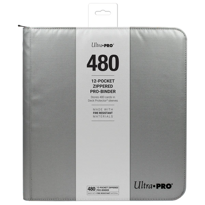 Ultra Pro (UP) - 12-Pocket Zippered PRO-Binder: Silver - feuerbeständig - Silber