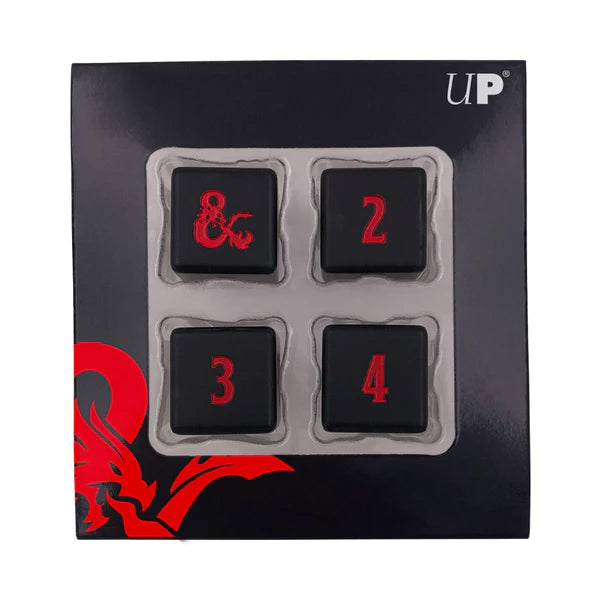 Ultra Pro (UP) - Heavy Metal Black and Red D6 Dice Set (4 Stück) für Dungeons & Dragons