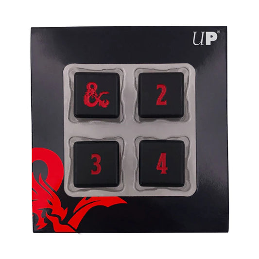 Ultra Pro (UP) - Heavy Metal Black and Red D6 Dice Set (4 Stück) für Dungeons & Dragons