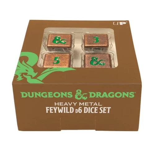 Ultra Pro (UP) - Heavy Metal Feywild Copper and Green D6 Dice Set (4 Stück) für Dungeons & Dragons