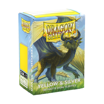 DS - Standard Dual Sleeves: Yellow & Silver [Matte] (100 Sleeves)