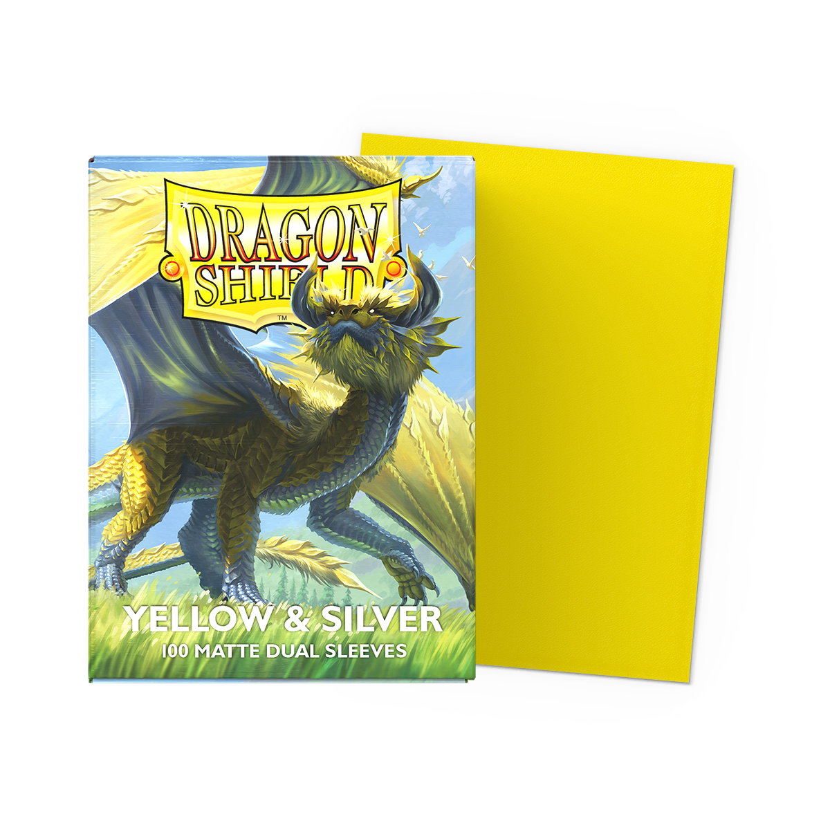 DS - Standard Dual Sleeves: Yellow & Silver [Matte] (100 Sleeves)