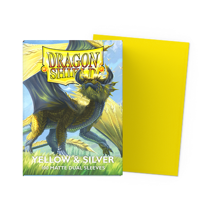 DS - Standard Dual Sleeves: Yellow & Silver [Matte] (100 Sleeves)