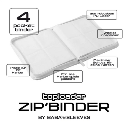Baba Sleeves - 4-Pocket Toploader Binder Klein Weiß für 112 Karten