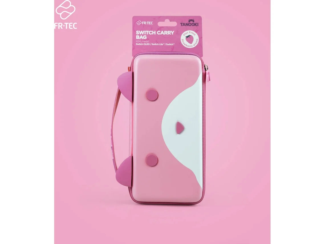 Tanooki - Nintendo Switch - Transporttasche mit Ohren und Erdbeerduft - Mehrfarbig / Rosa
