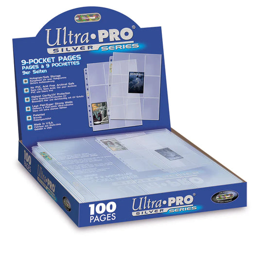Ultra Pro (UP) - Silver Series 9-Pocket 11-Hole Punch Pages (100 Stück) für Karten in Standardgröße