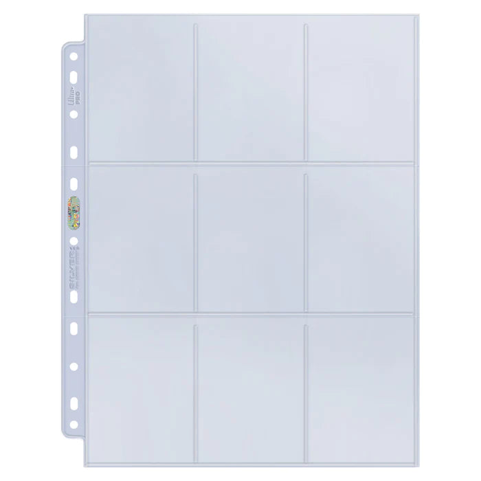 Ultra Pro (UP) - Silver Series 9-Pocket 11-Hole Punch Pages (100 Stück) für Karten in Standardgröße
