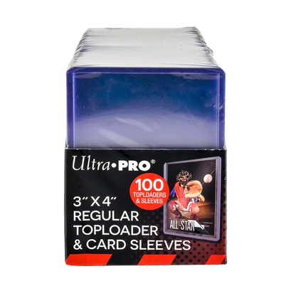 Ultra Pro (UP) - 3" x 4" Clear Regular Toploader und Soft Sleeves Bundle für Karten in Standardgröße - 100 Stück