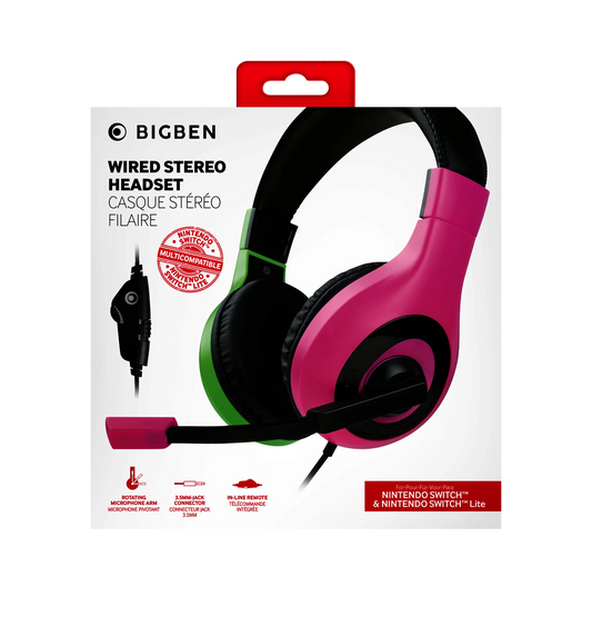 BIGBEN - Nintendo Switch - Gaming Headset V1 - pink/grün