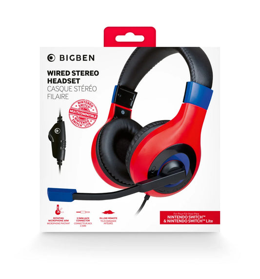 BIGBEN - Nintendo Switch - Gaming Headset V1 - dunkel rot/dunkel blau