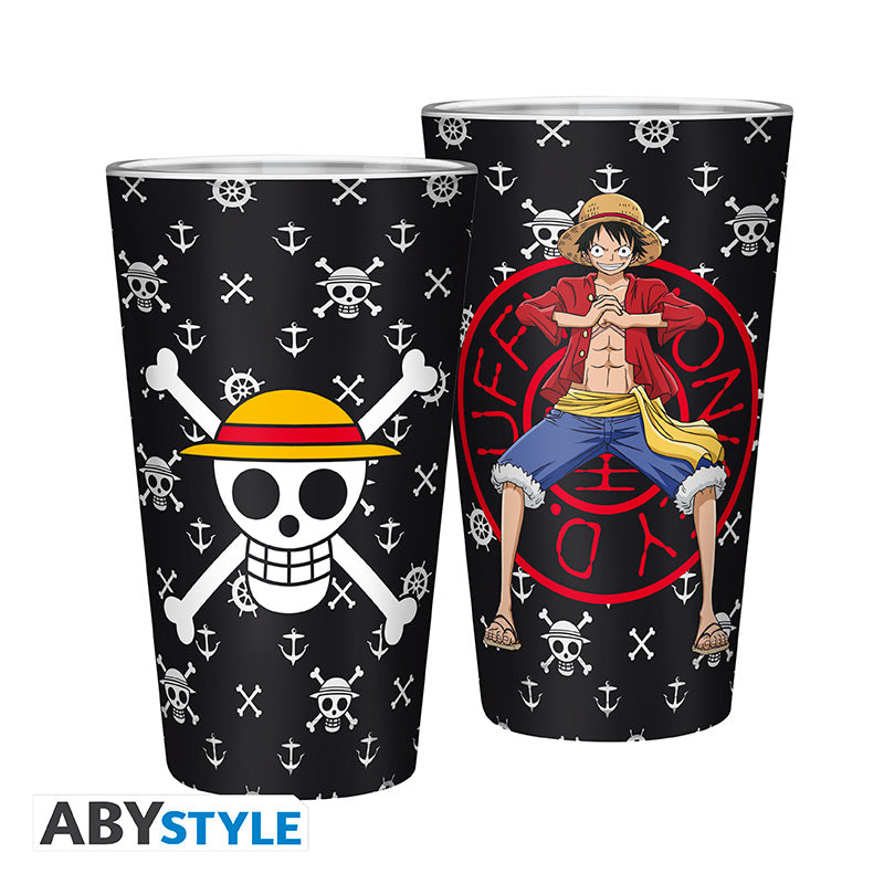 ABYstyle - ONE PIECE - Large Glass - 400ml - Luffy - box Display (2 Pieces)