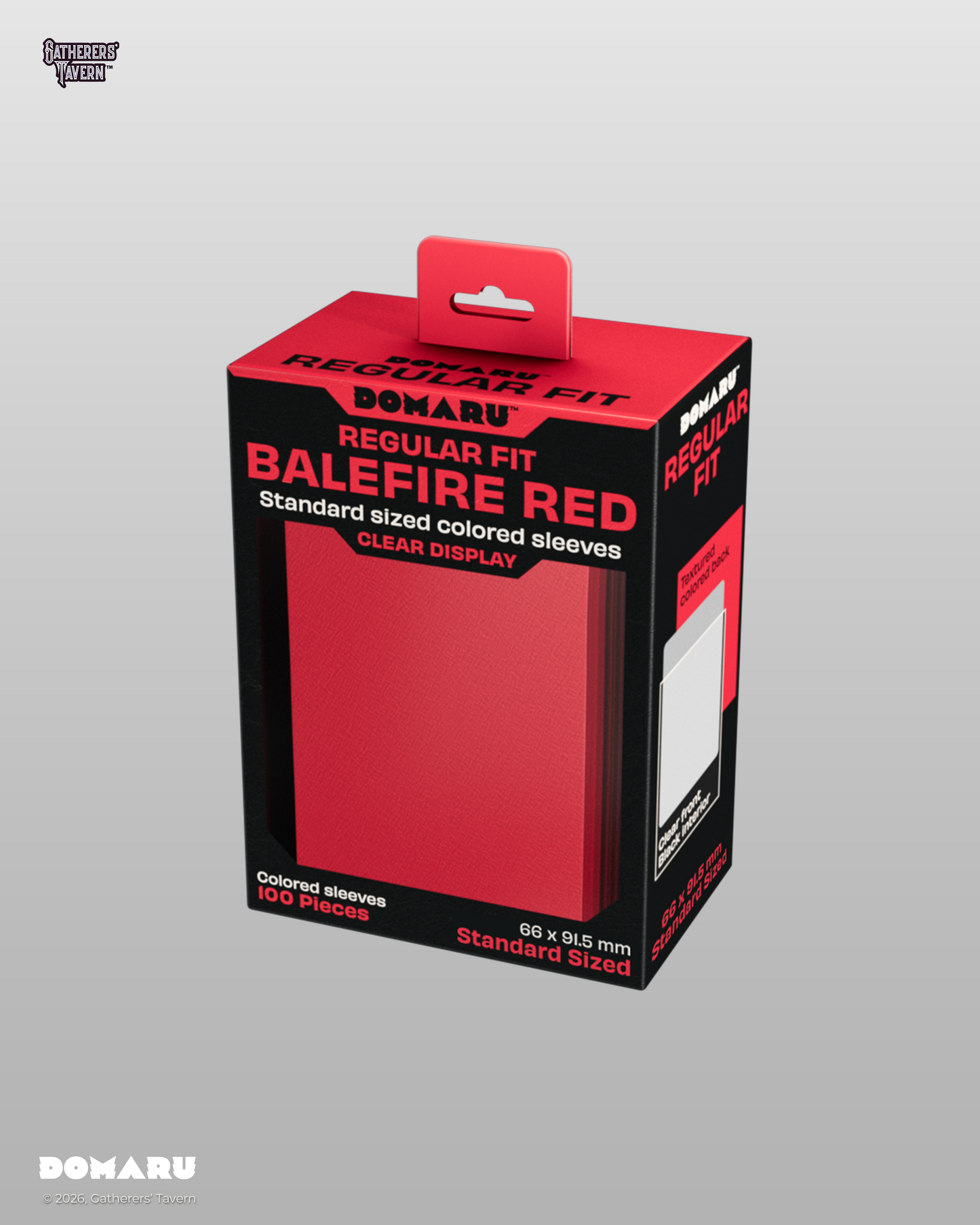 Gatherers' Tavern - DOMARU Regular Fit Standard Sleeves: Balefire Red (100 Sleeves)