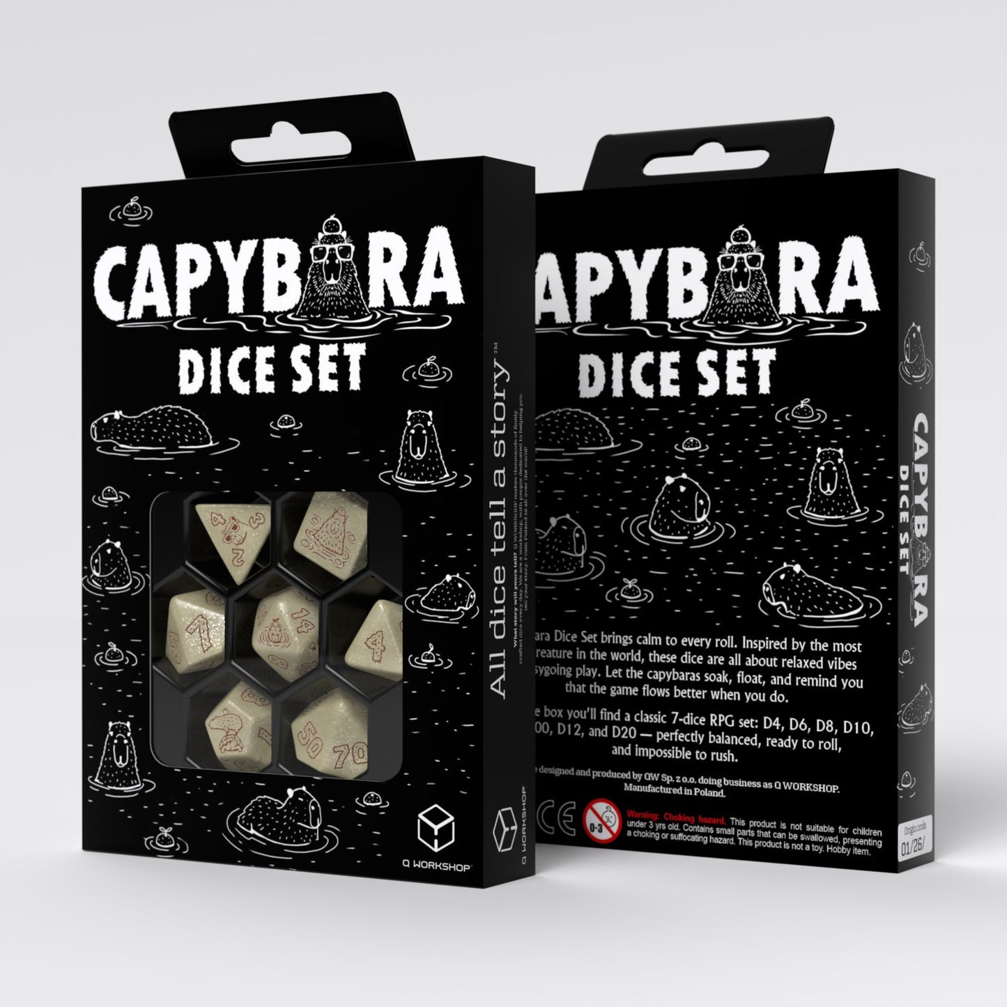 Q Workshop - Capybara: Sleepie 7pc RPG Dice Set