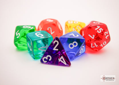 Chessex - Prism Translucent GM & Beginner Player Polyhedral 7-Die Set